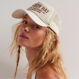 Free People Cowboy Trucker Hat by Senderos Provisions Co.Tan/Cream